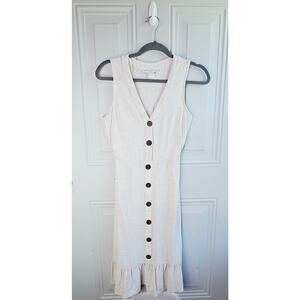 Monteau Los Angeles Linen Blend Sleeveless Button A-Line Midi Dress Size Small